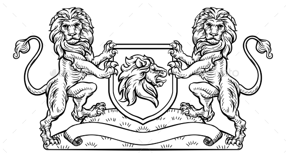GraphicRiver Lion Heraldic Crest Coat of Arms Shield Emblem 20840223