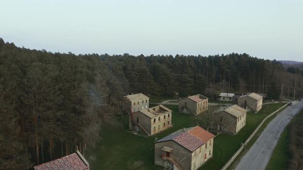 Aerial view ancient mountain village in Calabria alt