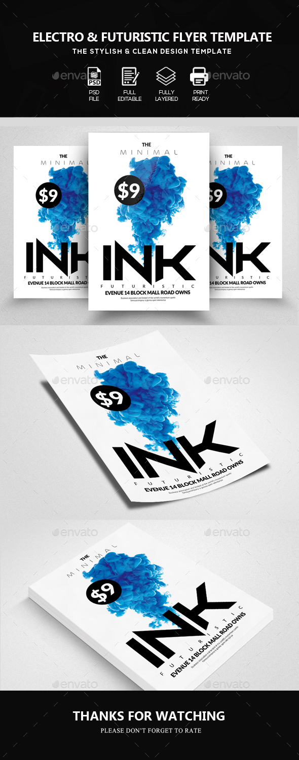 Ink Futuristic Flyer Template - Clubs & Parties Events