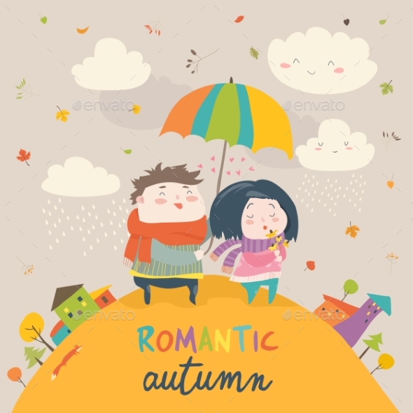 GraphicRiver Couple with an Umbrella in the Autumn Rain 20843780 GraphicRiver Couple with an Umbrella in the Autumn Rain 20843780