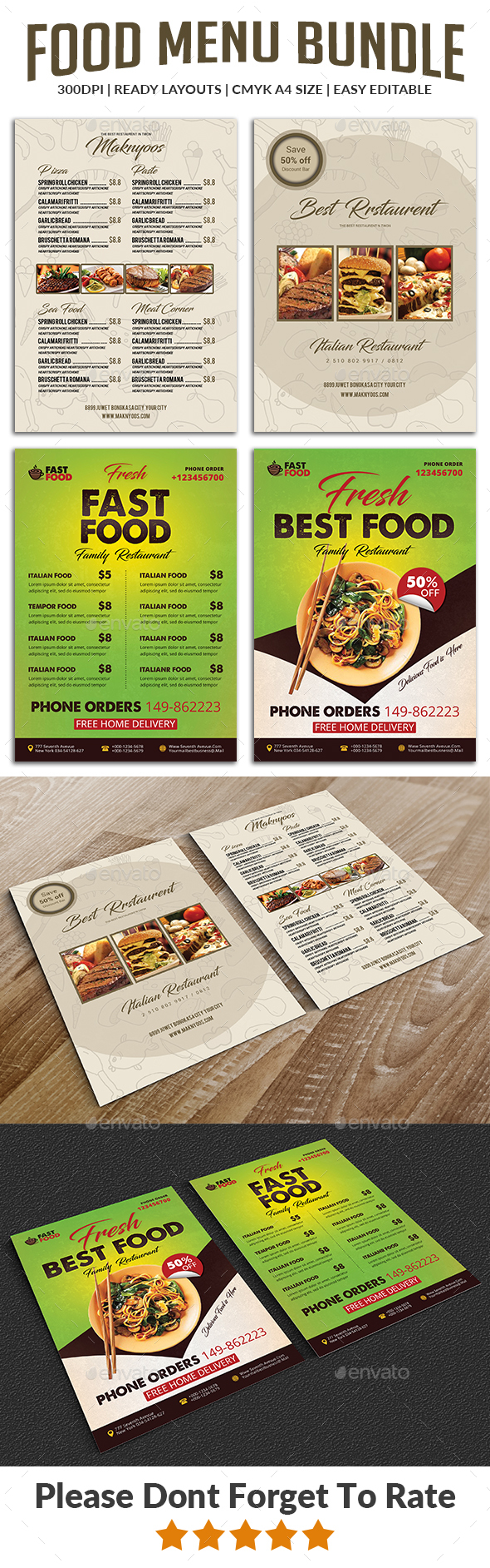 Food Menu Flyers Bundle Templates