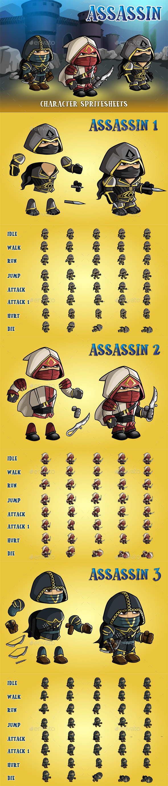 GraphicRiver Asassin 2D Game Character Sprite Sheet 20844388 GraphicRiver Asassin 2D Game Character Sprite Sheet 20844388
