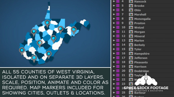 West Virginia Map - VideoHive 20845422