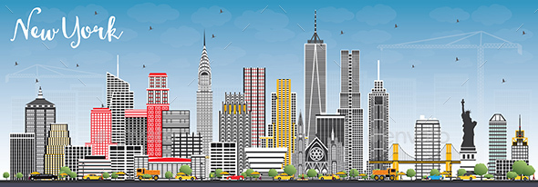 GraphicRiver New York USA Skyline with Gray Skyscrapers and Blue Sky 20845508