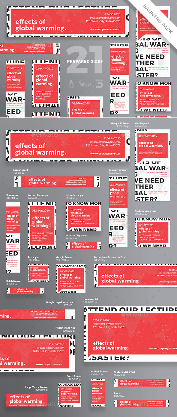 Global Warming Banner Pack - Banners & Ads Web Elements