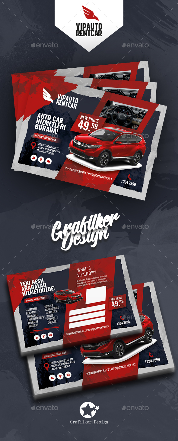 GraphicRiver Rent A Car Postcard Templates 20845944