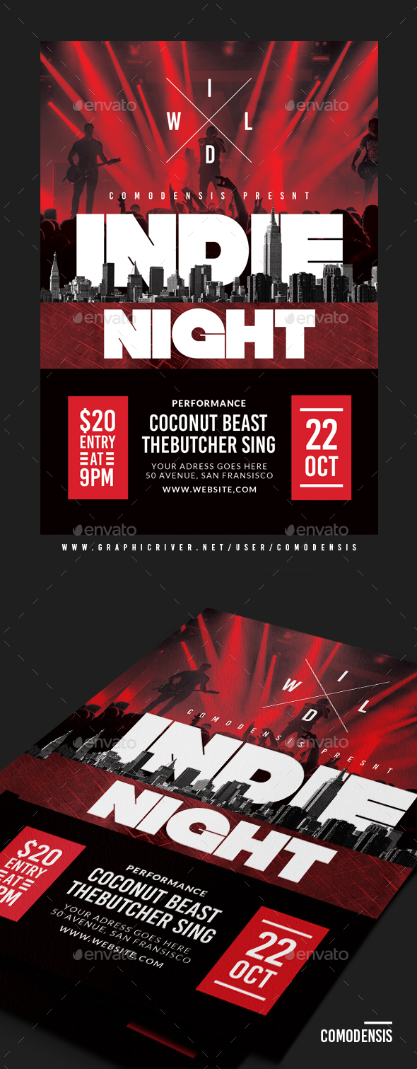 Indie Night Sound Flyer - Clubs & Parties Events