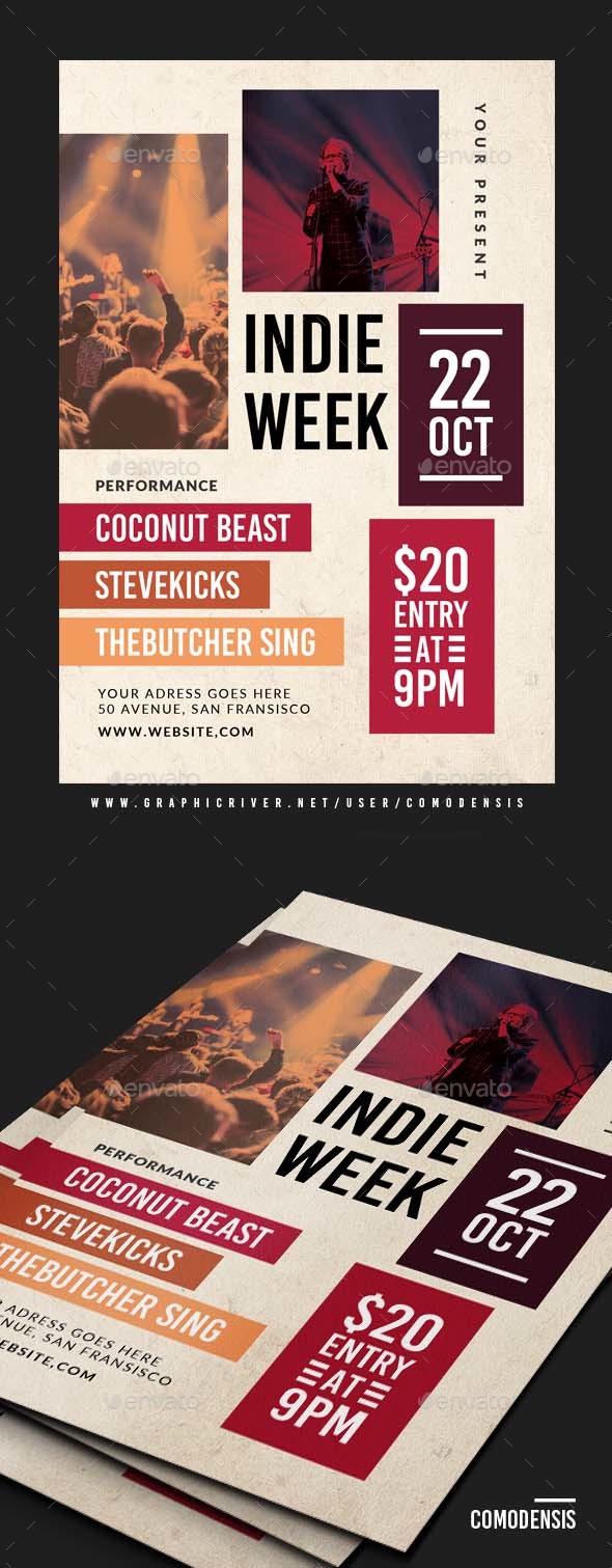 Indie Night Sound Flyer - Clubs & Parties Events