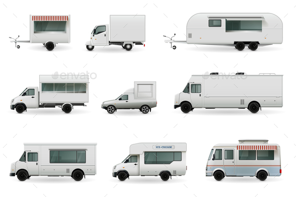 Food Trucks Realistic Set