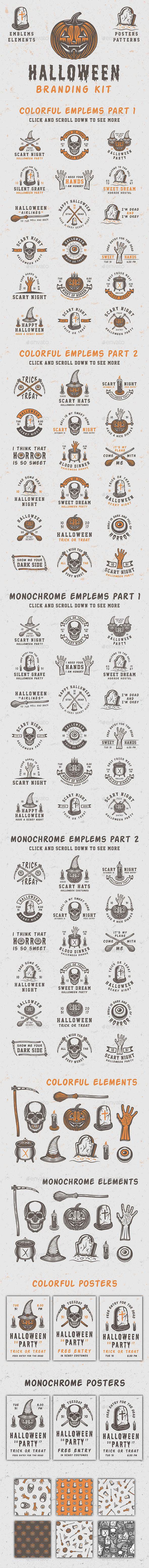 Halloween Branding Kit - Badges & Stickers Web Elements