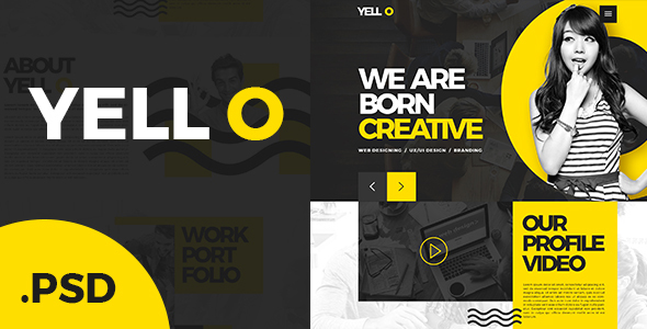 Yell O - Single page Website - PSD Template