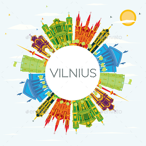 GraphicRiver Vilnius Skyline with Color Buildings 20848249