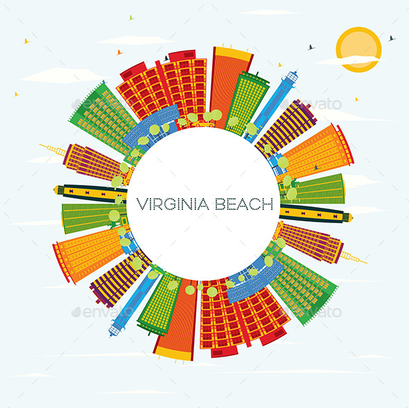 GraphicRiver Virginia Beach Skyline with Color Buildings 20848252 GraphicRiver Virginia Beach Skyline with Color Buildings 20848252