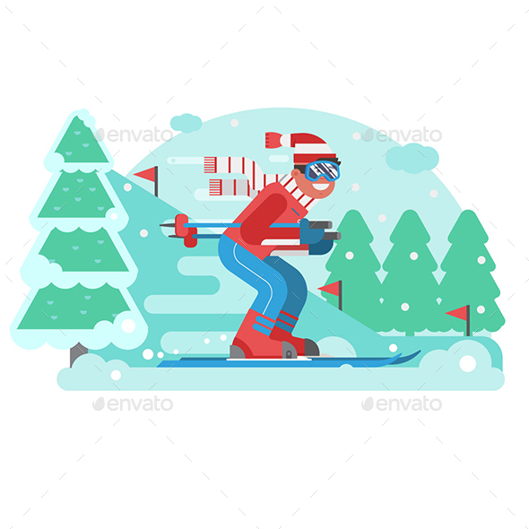 GraphicRiver Mountain Skiing Man Riding on Winter Forest 20849237 GraphicRiver Mountain Skiing Man Riding on Winter Forest 20849237