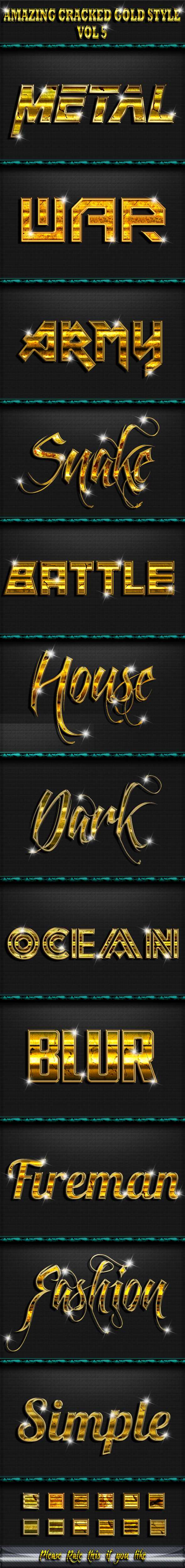 Amazing Cracked Gold Text Effect Style V5 - Text Effects Styles