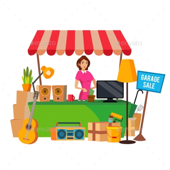 GraphicRiver Garage Sale Vector Assorted Household Items Flat 20850201 GraphicRiver Garage Sale Vector Assorted Household Items Flat 20850201