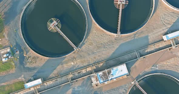 Aerial View Recirculation Sedimentation Tank Water Treatment Plant alt