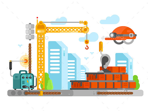 Construction Site Design with Bricks - Buildings Objects
