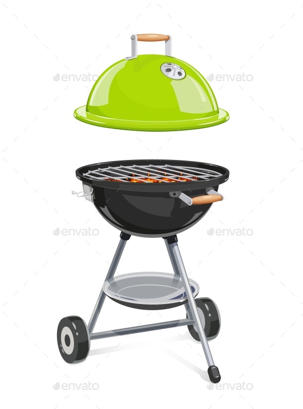 Kettle For Barbecue with Lid. - Vectors