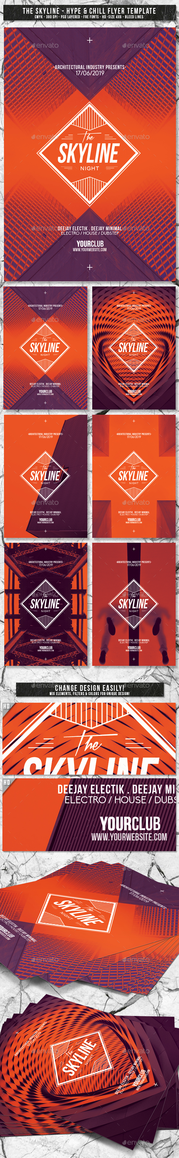 The Skyline | 6in1 Architectural Flyer PSD Template - Events Flyers