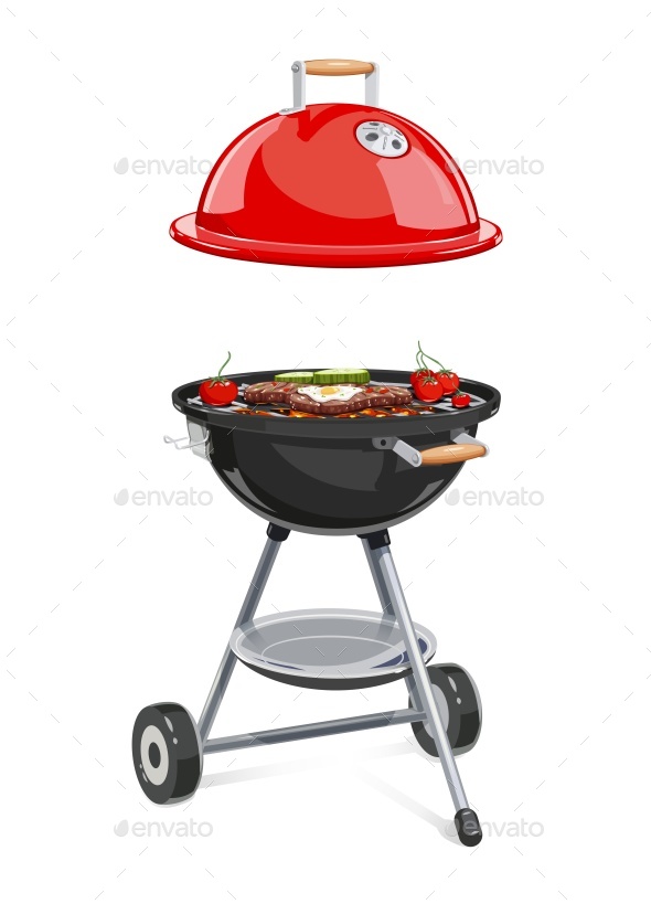 Kettle For Barbecue with Lid. - Vectors