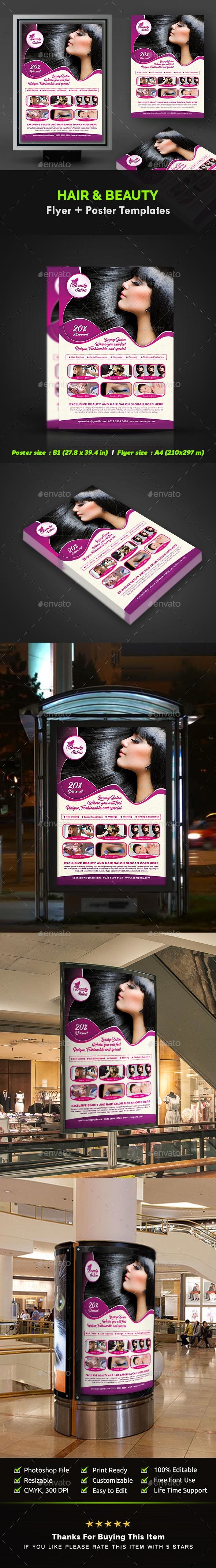 GraphicRiver Hair & Beauty Flyer Hair & Beauty Poster Templates 20828871