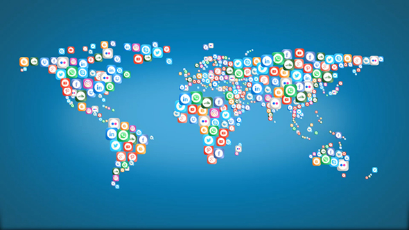Social Media Icons World Map By Ex Studios Videohive
