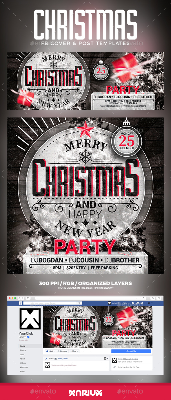 Christmas Party Facebook Cover By Mariux Graphicriver