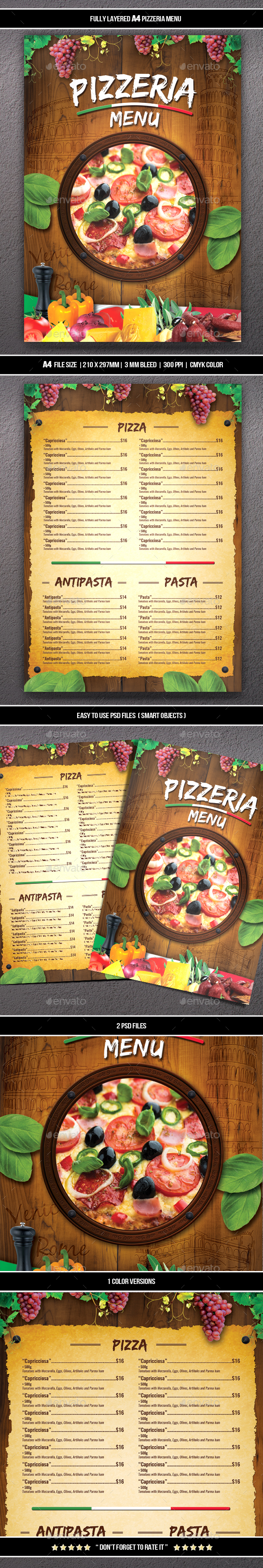 GraphicRiver Pizzeria Menu A4 20853528