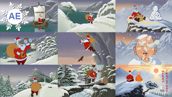 Christmas And New Year Animated Card Santa Claus In Asia