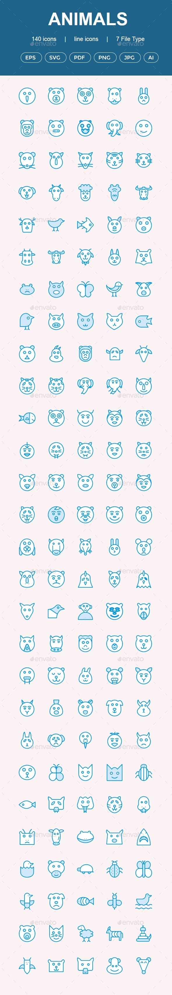 GraphicRiver Animals Cute icons 20854881