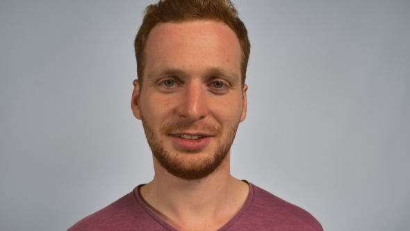 Ginger Male Shows Sign Don't Say alt