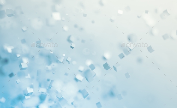 Abstract 3D Rendering of Flying Cubes. - Abstract 3D Renders