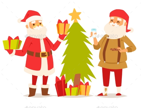 Christmas Santa Claus Vector Illustration. - People Characters