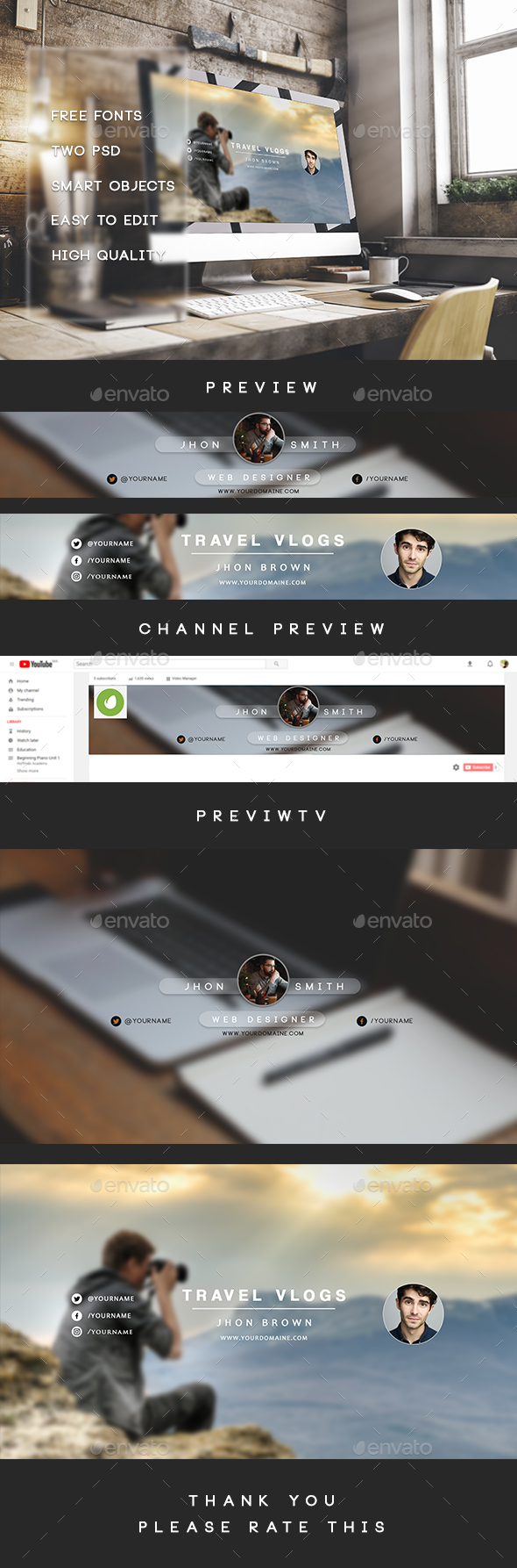 Clean - Simple Youtube Banner - Social Media Web Elements