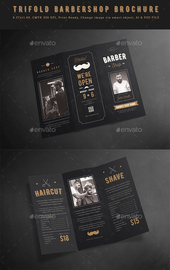 GraphicRiver Blackboard Trifold Barbershop Brochure 20858894 GraphicRiver Blackboard Trifold Barbershop Brochure 20858894