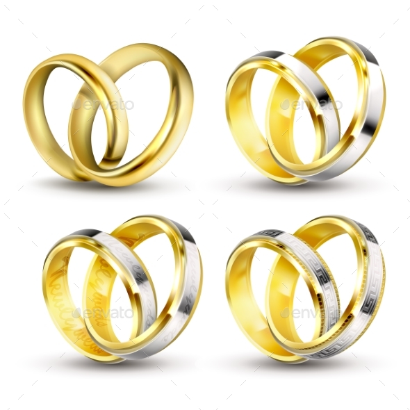 GraphicRiver Set of Realistic Vector Illustrations of Gold Rings 20859031