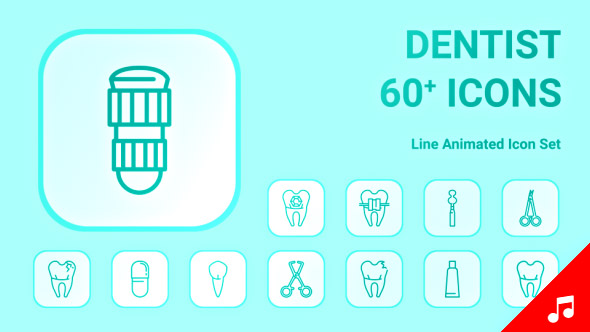 Dentist Dental Cabinet Medical Animation - Line Icons and Elements