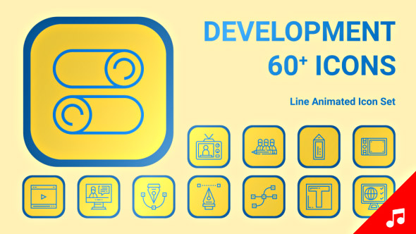 Web Development Internet  Website Animation - Line Icons and Elements