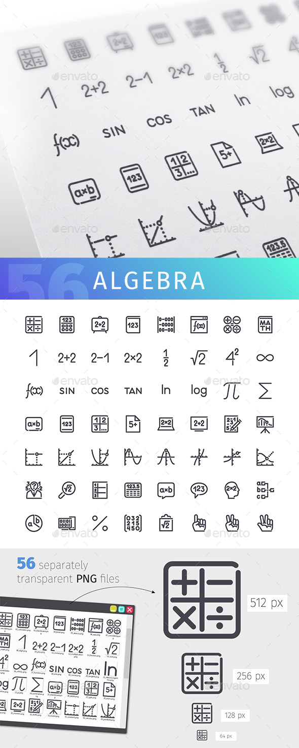 Algebra Line Icons Set - Miscellaneous Icons