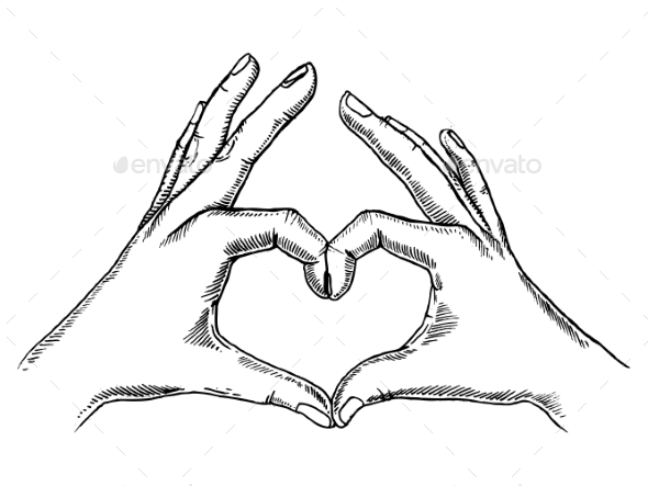 GraphicRiver Hands Making Heart Sign Engraving Vector 20859995 GraphicRiver Hands Making Heart Sign Engraving Vector 20859995