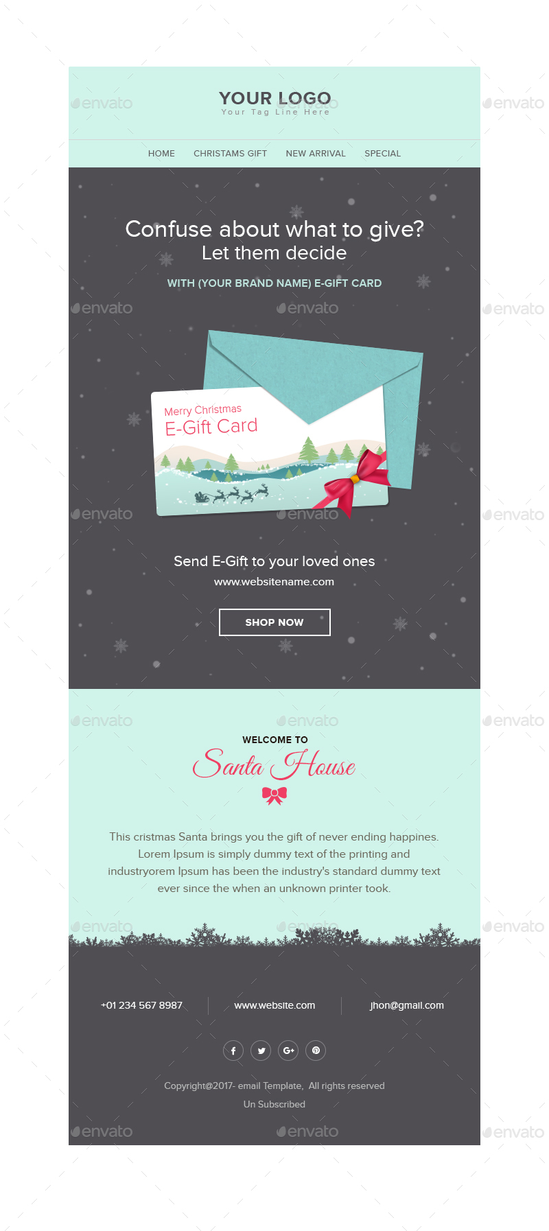 Xmas EGift Christmas EGift card Email Template PSD by Kalanidhithemes