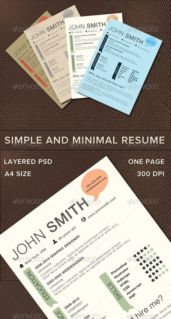 Simple And Minimal Resume - Resumes Stationery