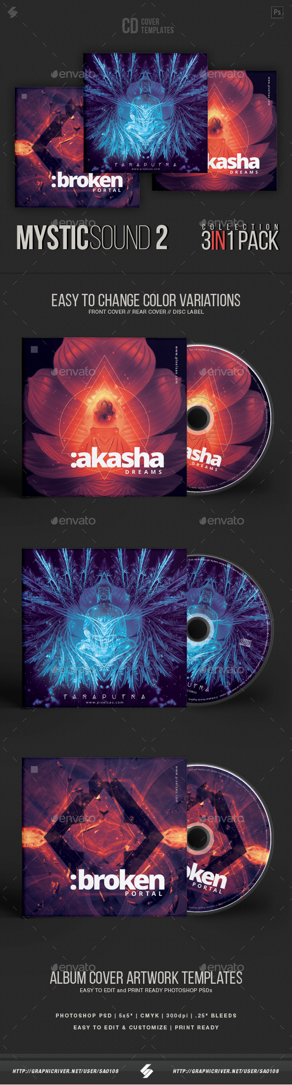 GraphicRiver Mystic Sound Collection 2 CD Cover Artwork Templates Bundle 20860882