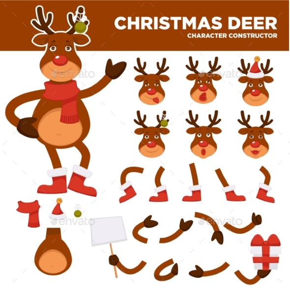 Christmas Deer Cartoon Character Constructor - Christmas Seasons/Holidays