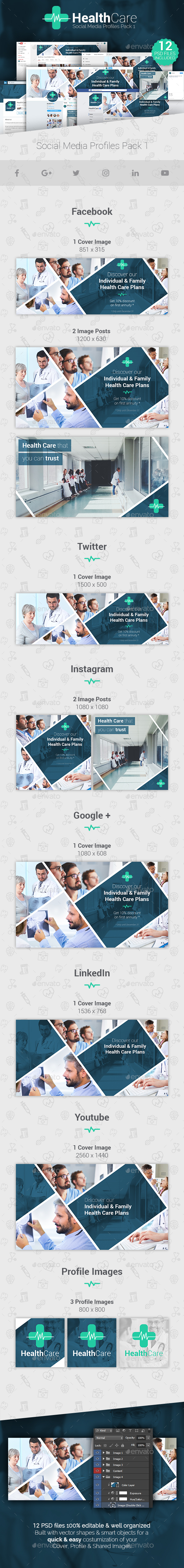 HealthCare - Social Media Cover/Profile Pack - Social Media Web Elements