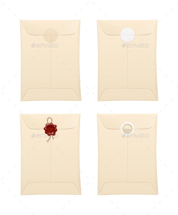 Paper Envelope with Protection Stamp and Sticker - Miscellaneous Vectors