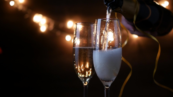 Two Flutes with Sparkling Wine 