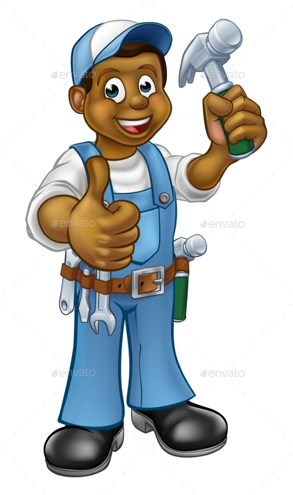 GraphicRiver Cartoon Black Carpenter Character 20862252 GraphicRiver Cartoon Black Carpenter Character 20862252
