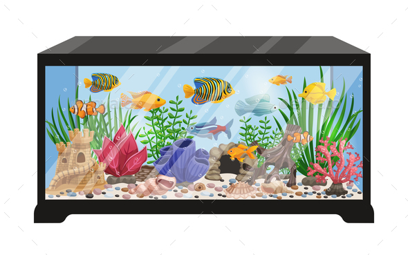 GraphicRiver Aquarium Tank Cartoon Illustration 20862388